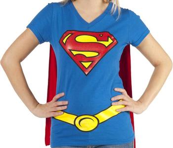 Ladies Superman Caped V-Neck Shirt