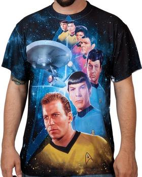 TOS "50th Ship" Dye Sublimation Girl's Jr Babydoll Tee Details about   Star Trek