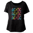 AC/DC Ladies Shirt Multicolor Band Logo Dolman Black T-Shirt