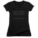 ACDC Juniors V Neck Shirt Back In Black Black T-Shirt