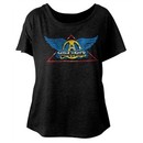 Aerosmith Ladies Shirt Triangle Band Logo Black Dolman T-Shirt