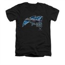 Air Force Shirt Slim Fit V-Neck F35 Lightning II Black T-Shirt