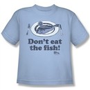 Airplane Shirt Kids Don't Eat The Fish Light Blue Youth Tee T-Shirt