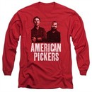 American Pickers Long Sleeve Shirt Picker Wood Pattern Red Tee T-Shirt