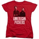 American Pickers Womens Shirt Picker Wood Pattern Red T-Shirt