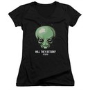 Ancient Aliens Juniors V Neck Shirt Will They Return Black T-Shirt