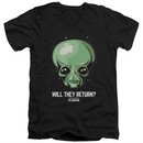 Ancient Aliens Slim Fit V-Neck Shirt Will They Return Black T-Shirt
