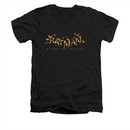 Arkham Knight Shirt Slim Fit V-Neck Flame Logo Black T-Shirt