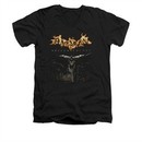 Arkham Knight Shirt Slim Fit V-Neck Flaming Logo Black T-Shirt
