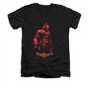 Arkham Knight Shirt Slim Fit V-Neck Red Suit Black T-Shirt