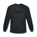 Arkham Origins Shirt Distressed Logo Long Sleeve Charcoal Tee T-Shirt