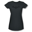 Arkham Origins Shirt Juniors Distressed Logo Charcoal T-Shirt
