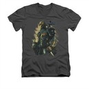Arkham Origins Shirt Slim Fit V-Neck Deathstroke Charcoal T-Shirt
