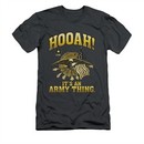 Army Shirt Slim Fit Hooah Charcoal T-Shirt