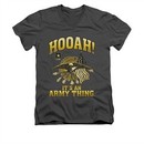 Army Shirt Slim Fit V-Neck Hooah Charcoal T-Shirt