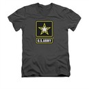 Army Shirt Slim Fit V-Neck Logo Charcoal T-Shirt