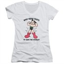 Astro Boy Juniors V Neck Shirt Who Needs Pants White T-Shirt
