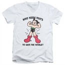 Astro Boy Slim Fit V-Neck Shirt Who Needs Pants White T-Shirt