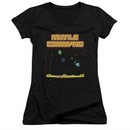 Atari Juniors V Neck Shirt Missile Screen Black T-Shirt