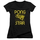 Atari Juniors V Neck Shirt Pong Star Black T-Shirt