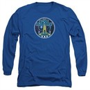Atari Long Sleeve Shirt Star Raiders Badge Royal Blue Tee T-Shirt