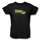 Back To The Future III Ladies T-shirt Movie Logo Black Tee Shirt