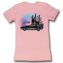 Back To The Future Juniors Shirt Car Light Pink Tee T-Shirt