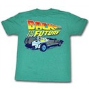 Back To The Future Shirt DeLorean Adult Green Heather Tee T-Shirt