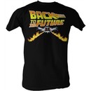 Back To The Future T-Shirt Delorean Fire Tracks Adult Black Tee Shirt