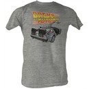 Back To The Future T-Shirt Car De Lorean Adult Gray Tee Shirt