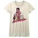 Baywatch Shirt Juniors Mitch Buchannon Natural T-Shirt