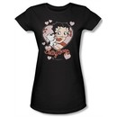 Betty Boop Juniors T-shirt Kiss Black Tee