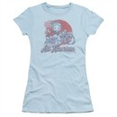 Betty Boop Juniors Shirt All American Biker Light Blue T-Shirt