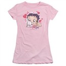 Betty Boop Juniors Shirt Puppy Love Pink T-Shirt