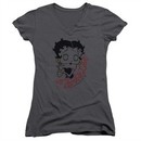 Betty Boop Juniors V Neck Shirt Classic Zombie Charcoal T-Shirt