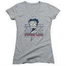 Betty Boop Juniors V Neck Shirt Zombie Pinup Athletic Heather T-Shirt