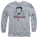 Betty Boop Long Sleeve Shirt Zombie Pinup Athletic Heather Tee T-Shirt