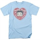 Betty Boop Shirt Fan Club Heart Light Blue Tee T-Shirt