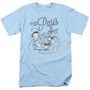 Betty Boop Shirt Greetings From Paris Light Blue Tee T-Shirt