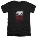 Betty Boop Slim Fit V-Neck Shirt Bandana & Roses Black T-Shirt