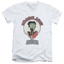 Betty Boop Slim Fit V-Neck Shirt Breezy Zombie Love White T-Shirt