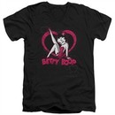 Betty Boop Slim Fit V-Neck Shirt Scrolling Hearts Black T-Shirt
