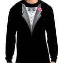 Tuxedo T-shirt Long Sleeve with Pink Flower