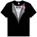 Tuxedo T-shirt With Pink Flower