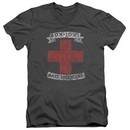 Bon Jovi Slim Fit V-Neck Shirt Bad Medicine Charcoal T-Shirt