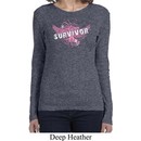 Breast Cancer Awareness Survivor Wings Ladies Long Sleeve Shirt