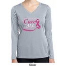 Breast Cancer Pray for a Cure Ladies Dry Wicking Long Sleeve Shirt