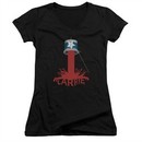 Carrie Juniors V Neck Shirt Bucket Of Blood Black T-Shirt