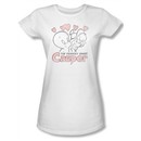 Casper The Friendly Ghost Shirt Juniors Hearts White Tee T-Shirt
