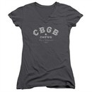 CBGB Shirt Juniors V Neck Logo Charcoal T-Shirt